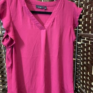 Apt. 9 Hot Pink V-Neck Cap Sleeve Blouse